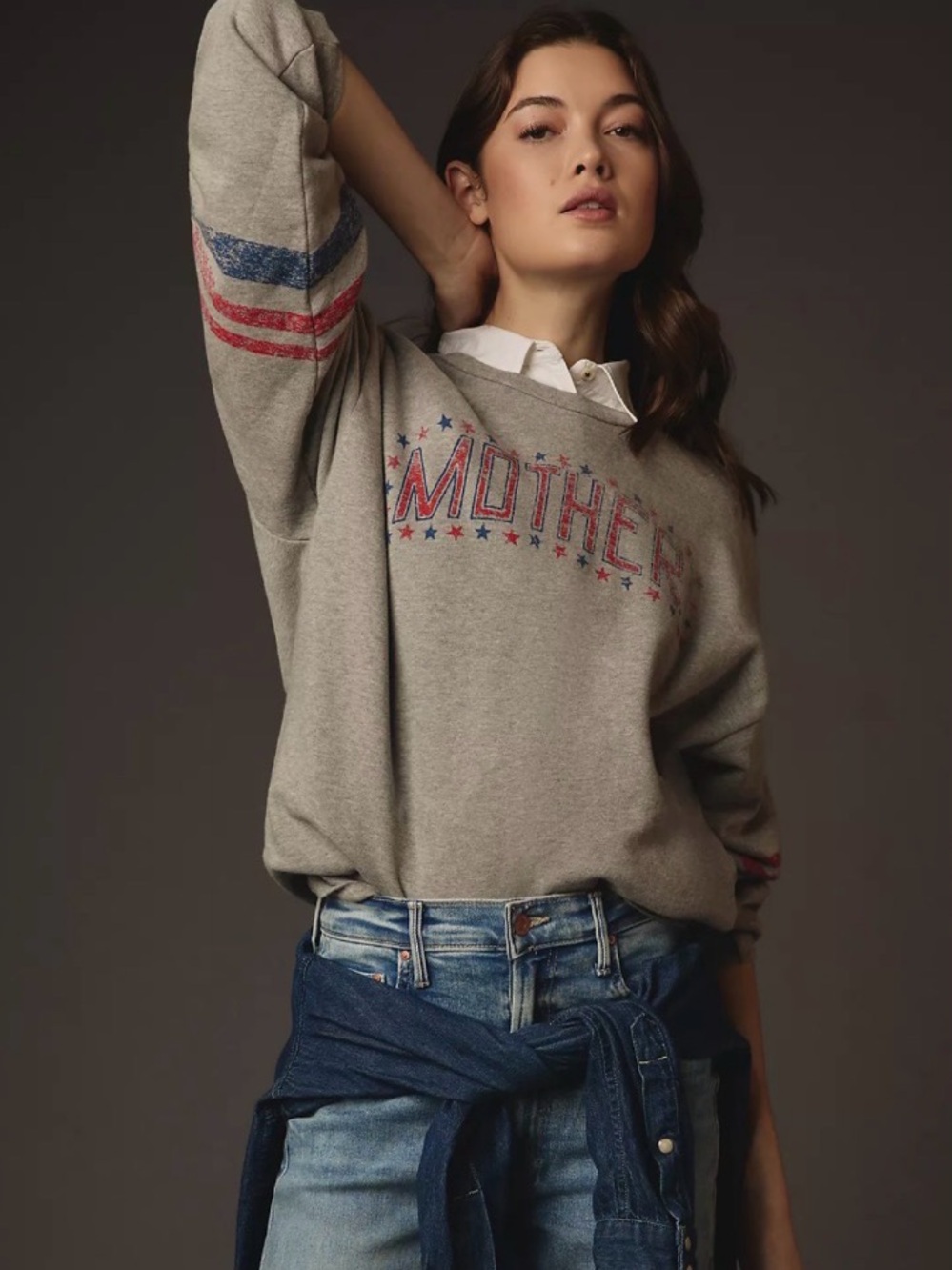 MOTHER The Drop Square Sweatshirt Mother Stars Size XS